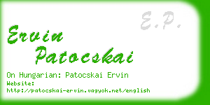 ervin patocskai business card